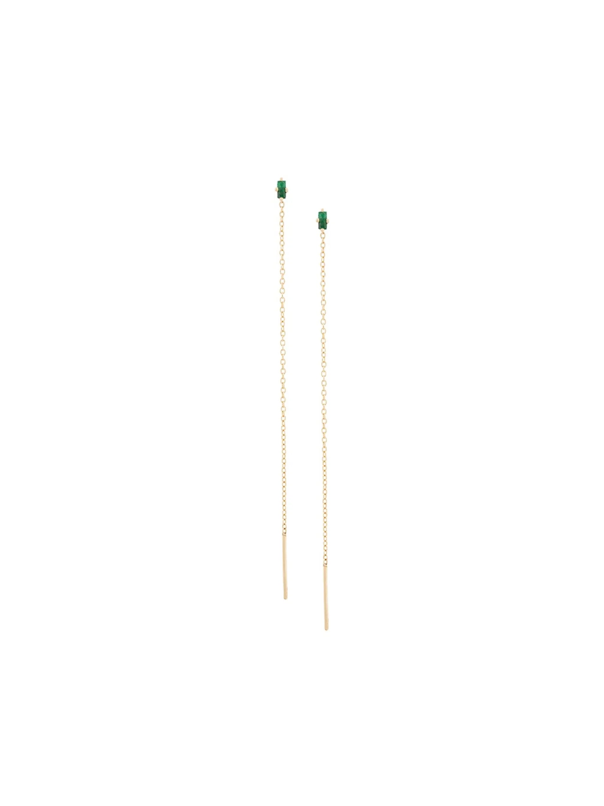 18K yellow gold Floating Thread emerald earrings