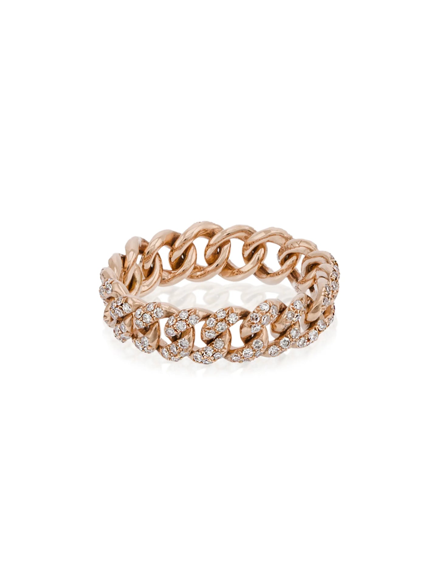 18K rolse gold essential diamond chain link ring