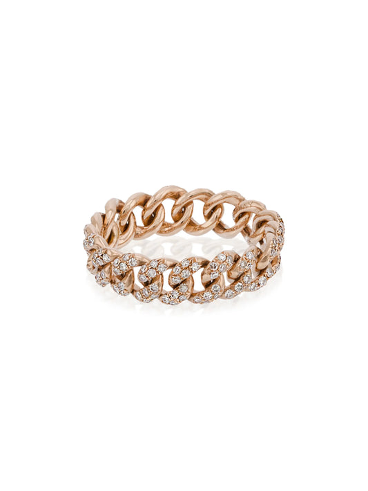 18K rolse gold essential diamond chain link ring