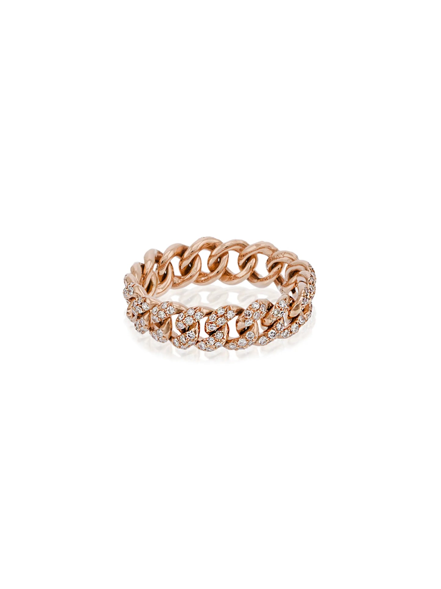 18K rolse gold essential diamond chain link ring