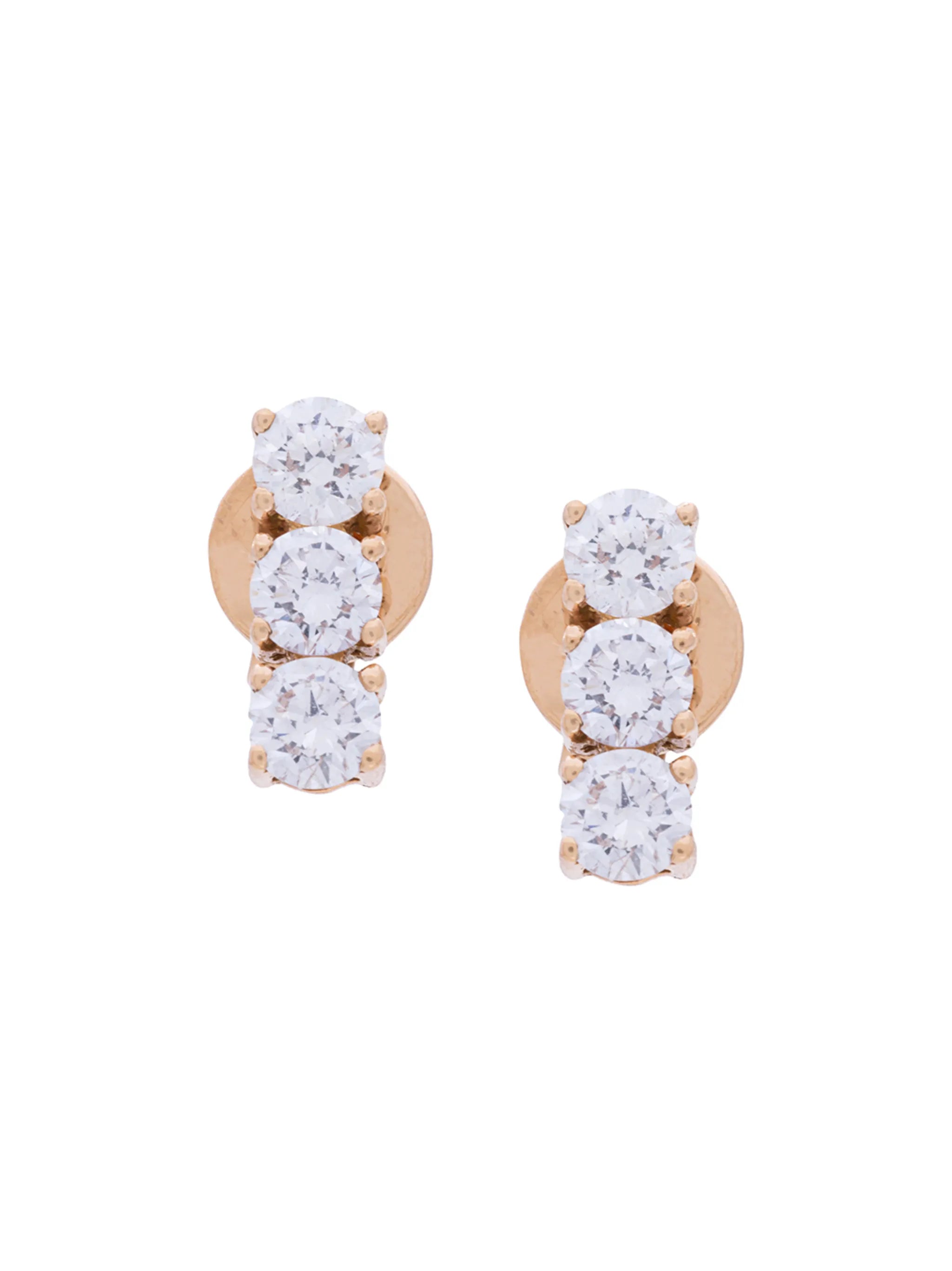18kt rose gold triple stud diamond earrings