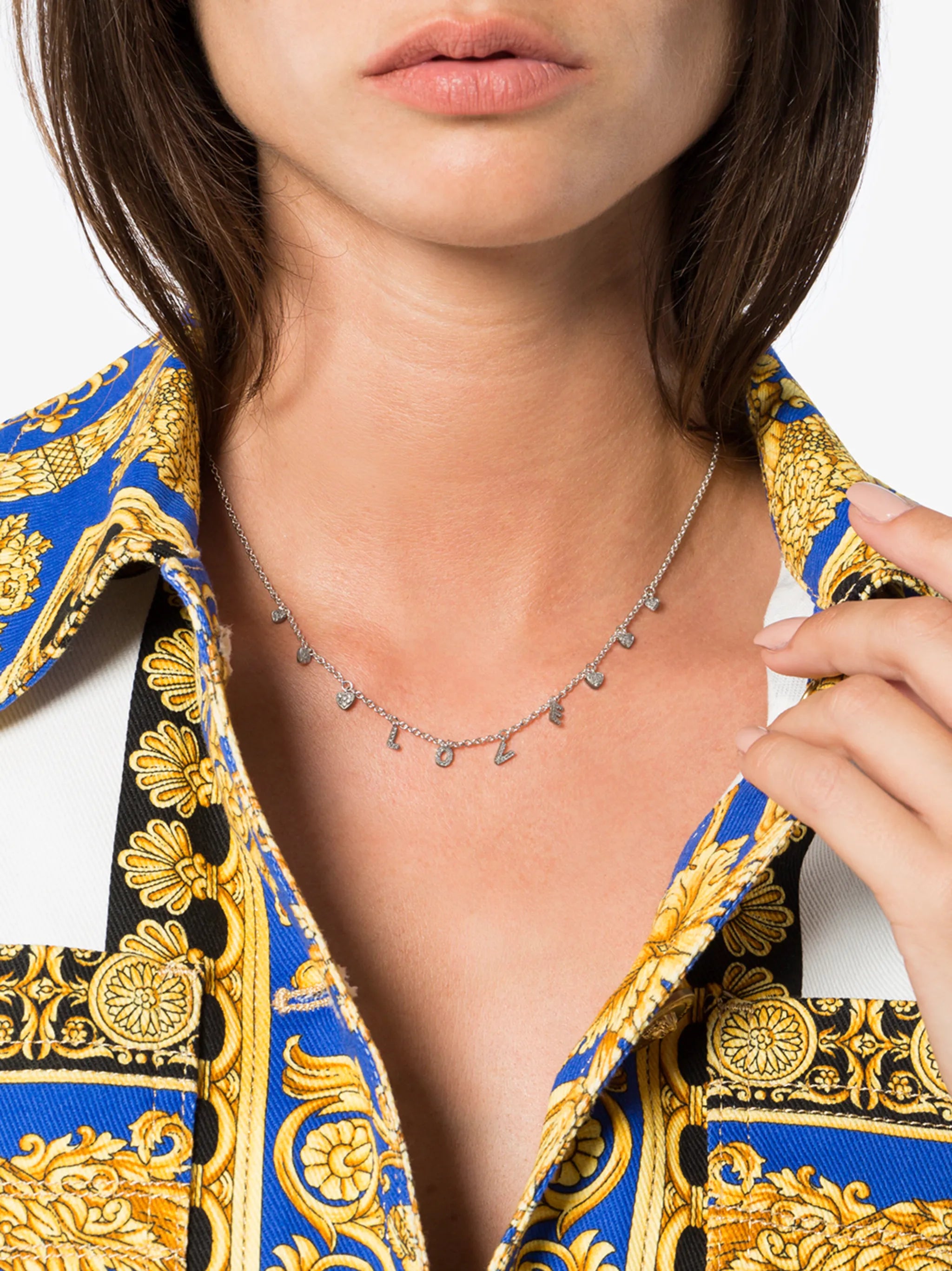 18K white old love necklace