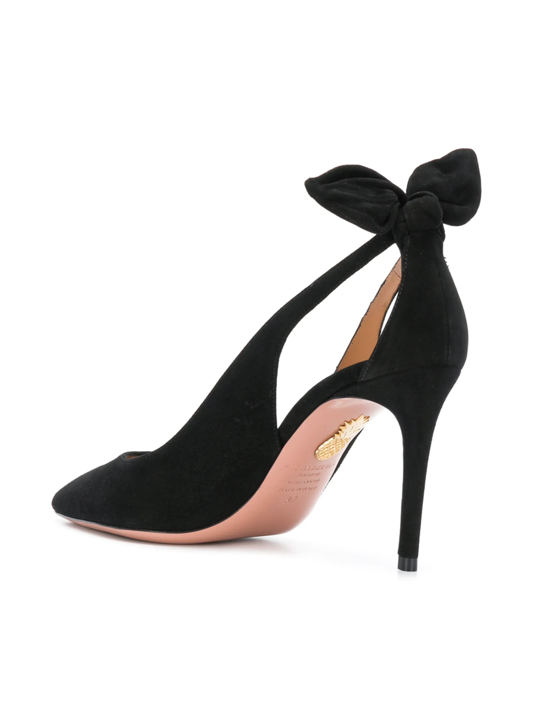 bow suede pumps
