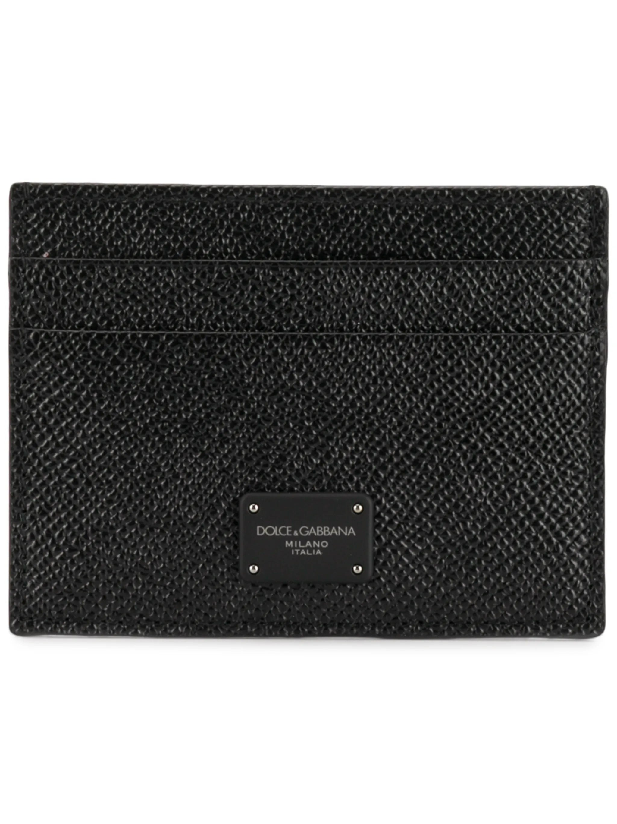 logo-tag leather card holder