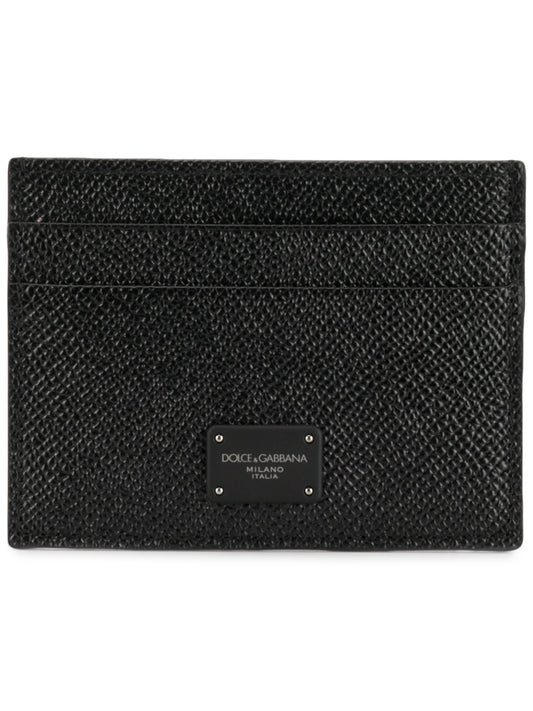 logo-tag leather card holder