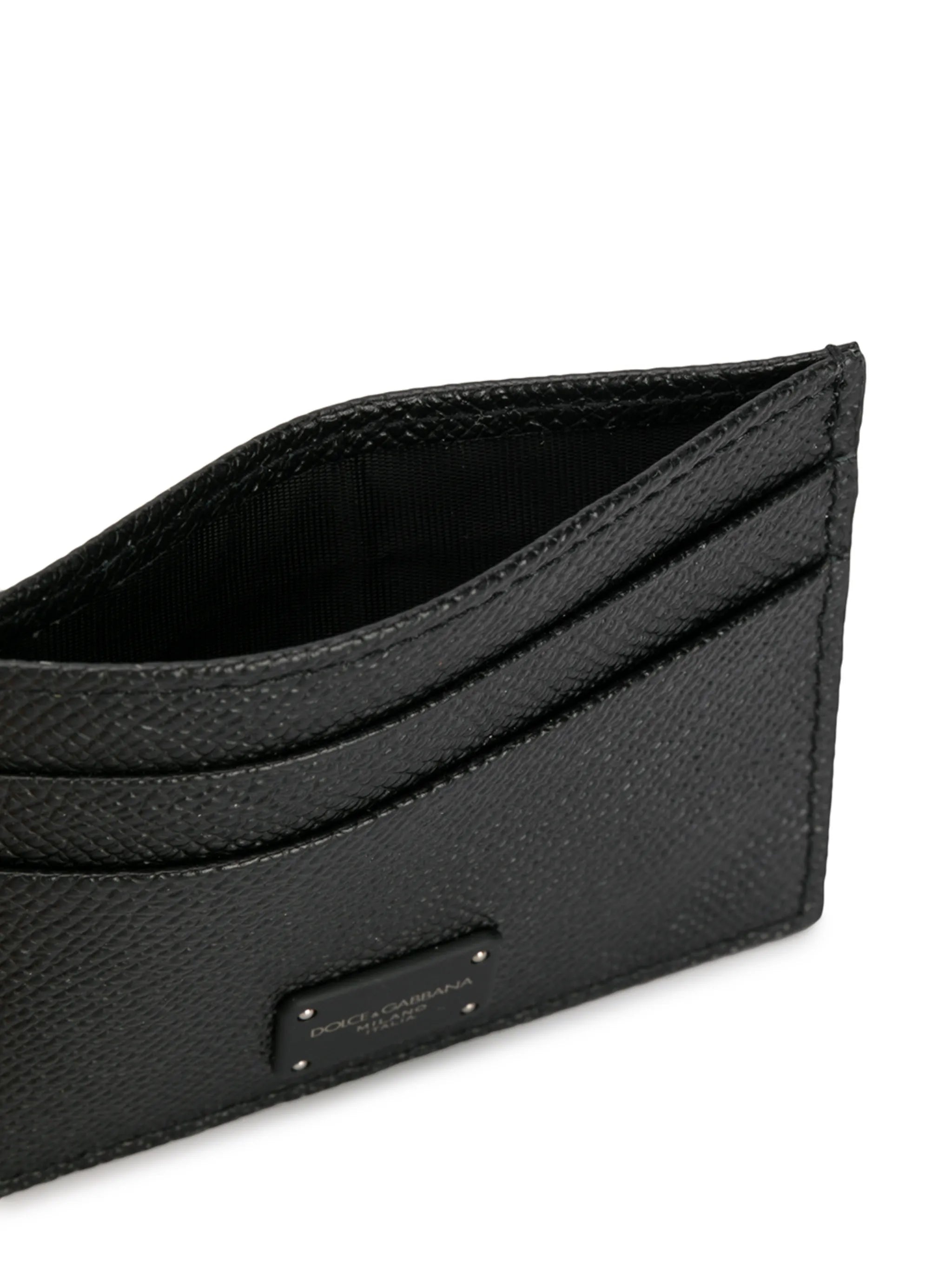 logo-tag leather card holder