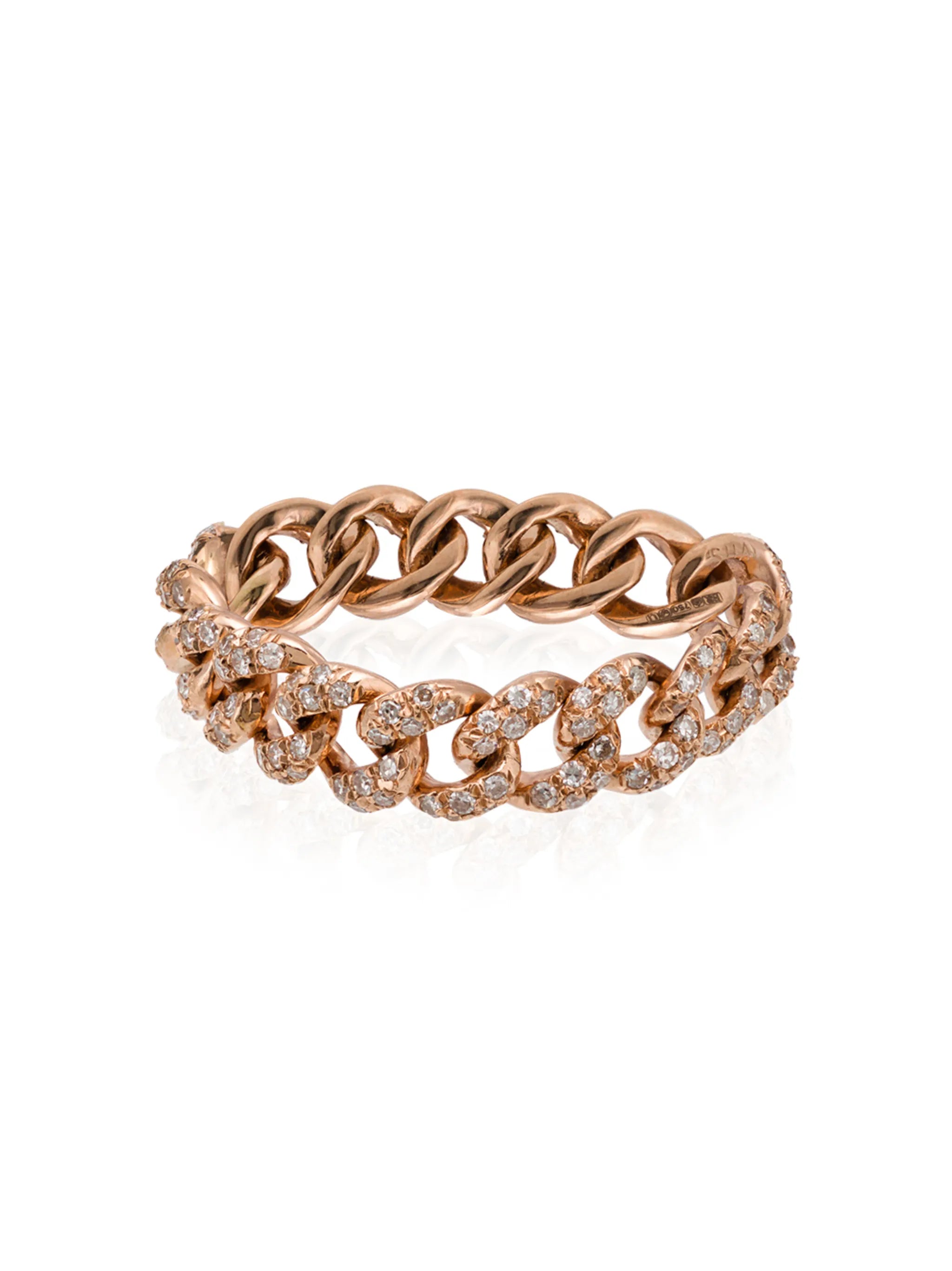 18K rose gold chain link ring