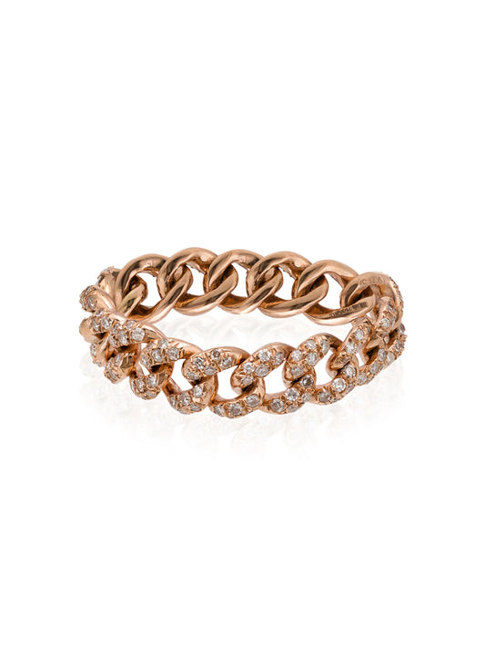 18K rose gold chain link ring
