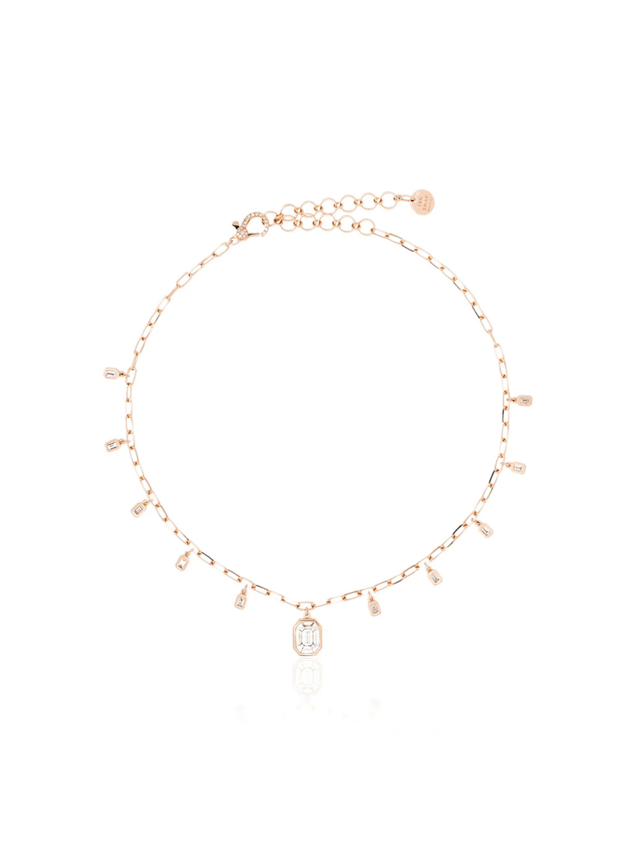 18CT rose gold and diamond drop necklace