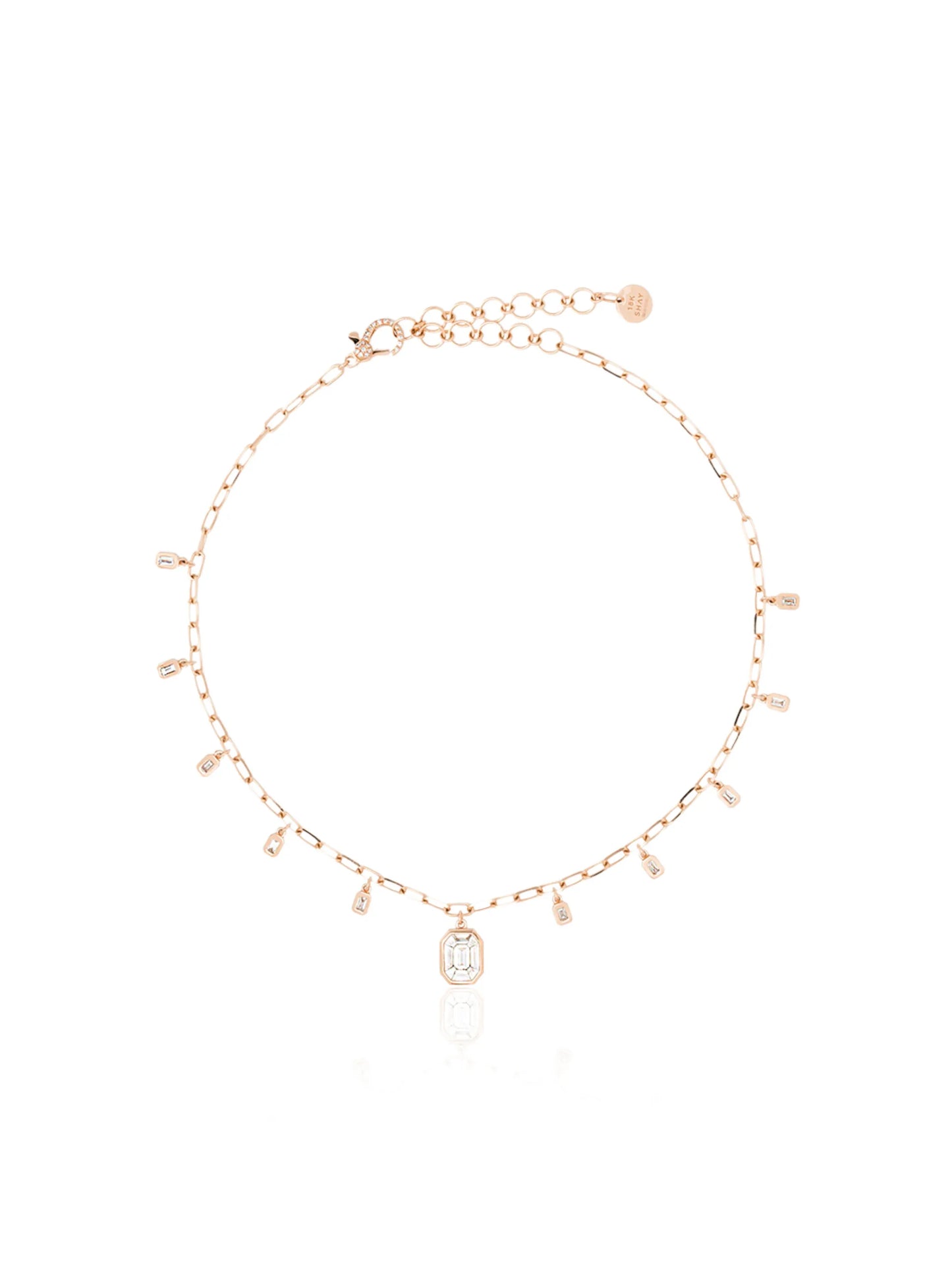 18CT rose gold and diamond drop necklace