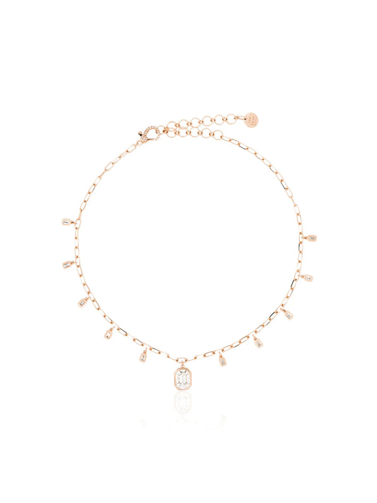 18CT rose gold and diamond drop necklace