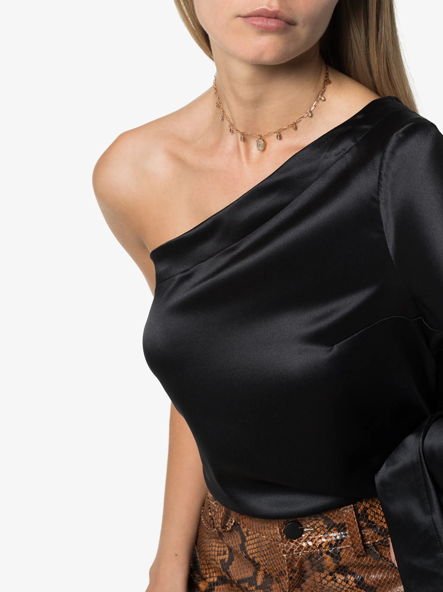 18CT rose gold and diamond drop necklace