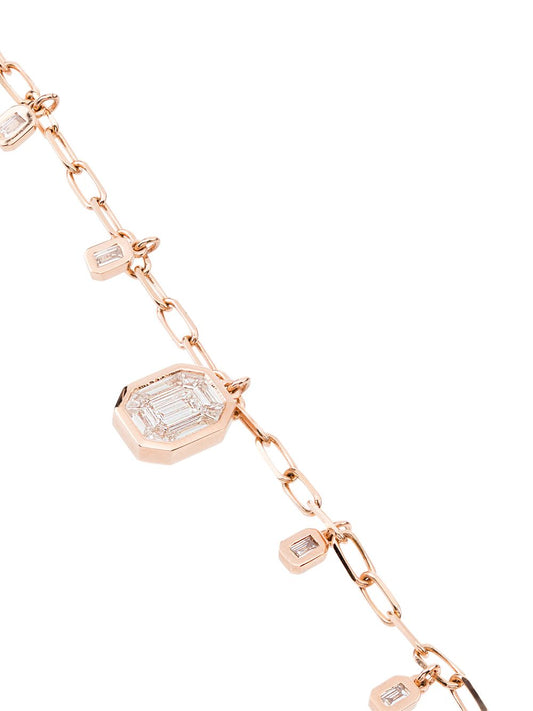 18K rose gold and diamond drop necklace