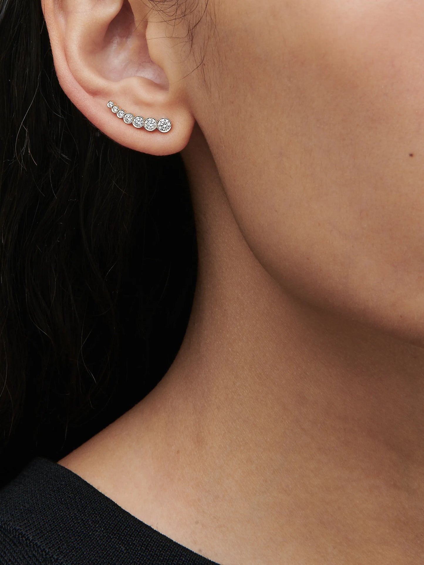 18kt yellow gold Petit Croissant diamond earrings