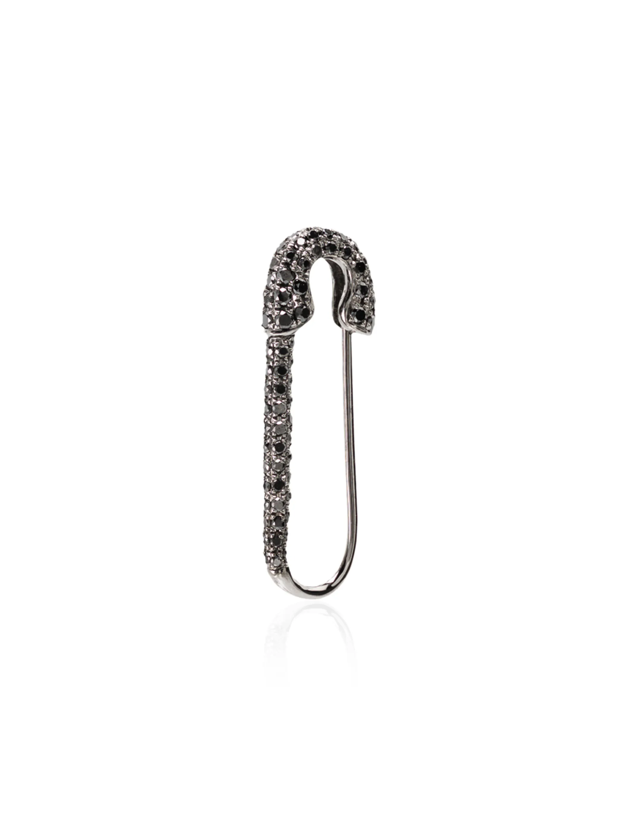 18kt black gold safety pin diamond earring
