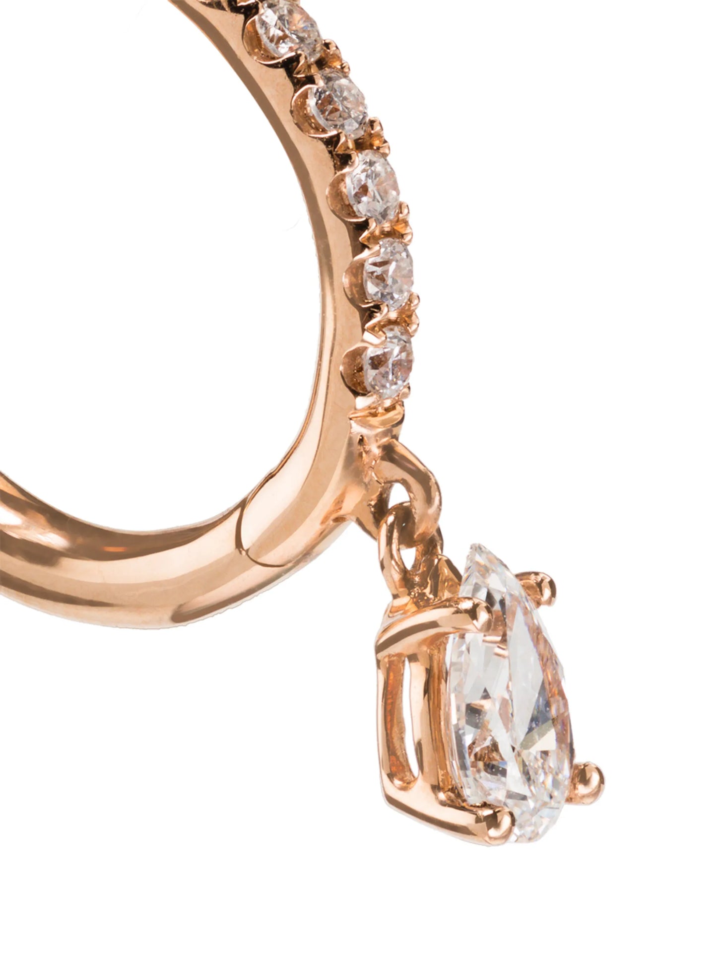 18kt rose gold diamond hoop earring