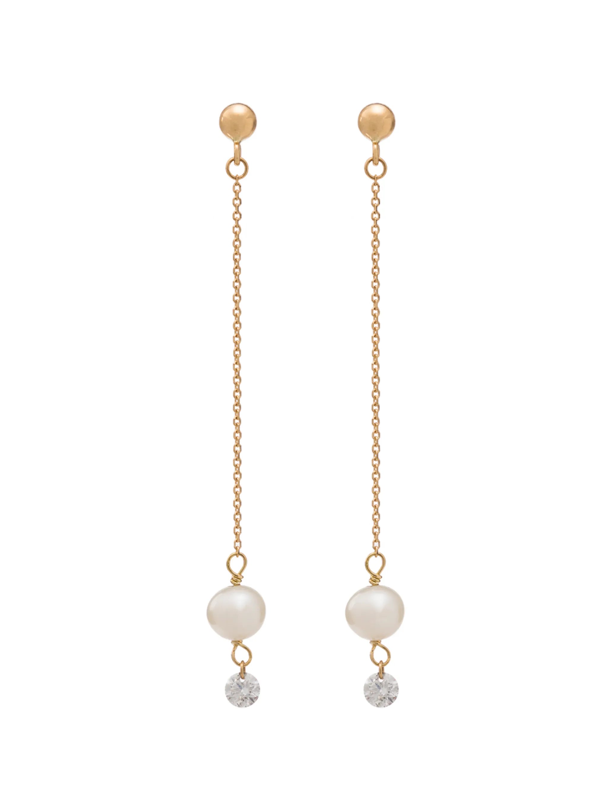 18kt yellow gold Perlée chain drop earrings