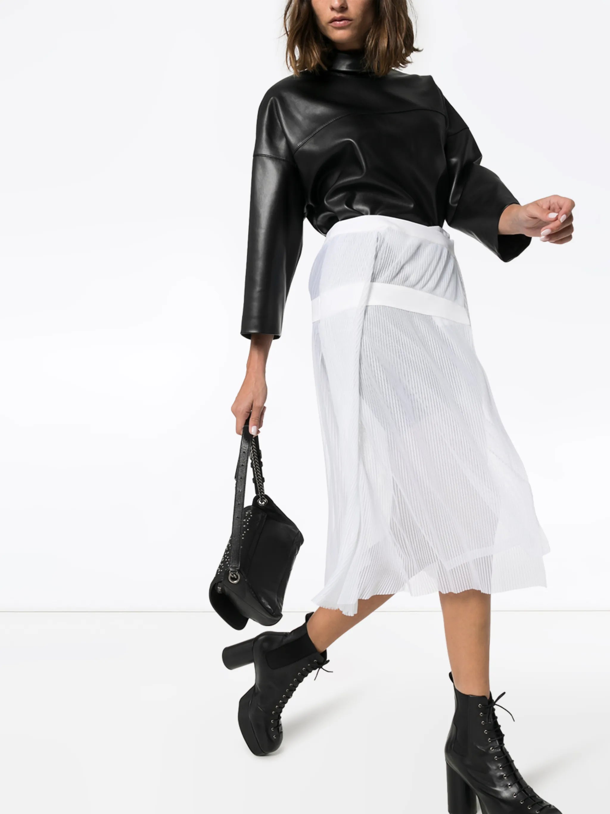 plissÃ© pleated wrap skirt