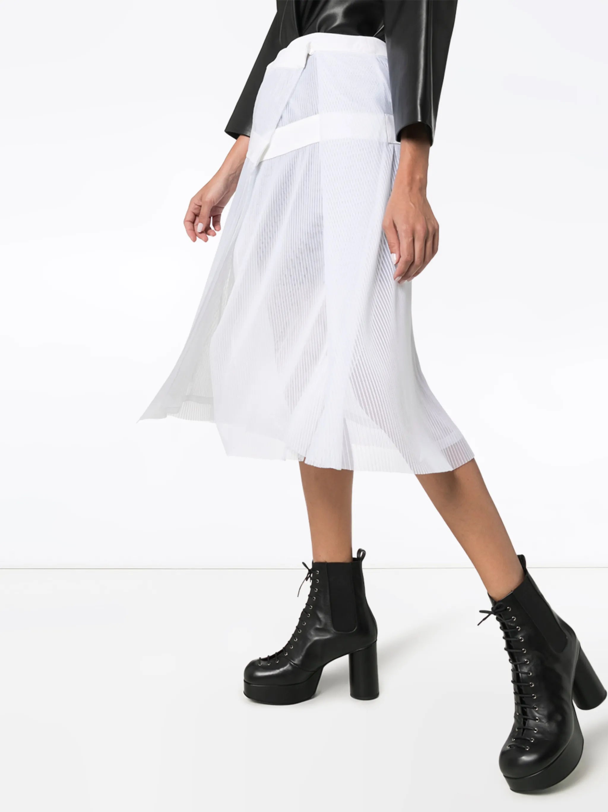 plissÃ© pleated wrap skirt