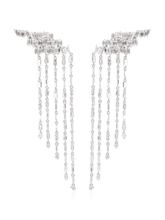 18kt white gold Fireworks diamond fringe drop earrings
