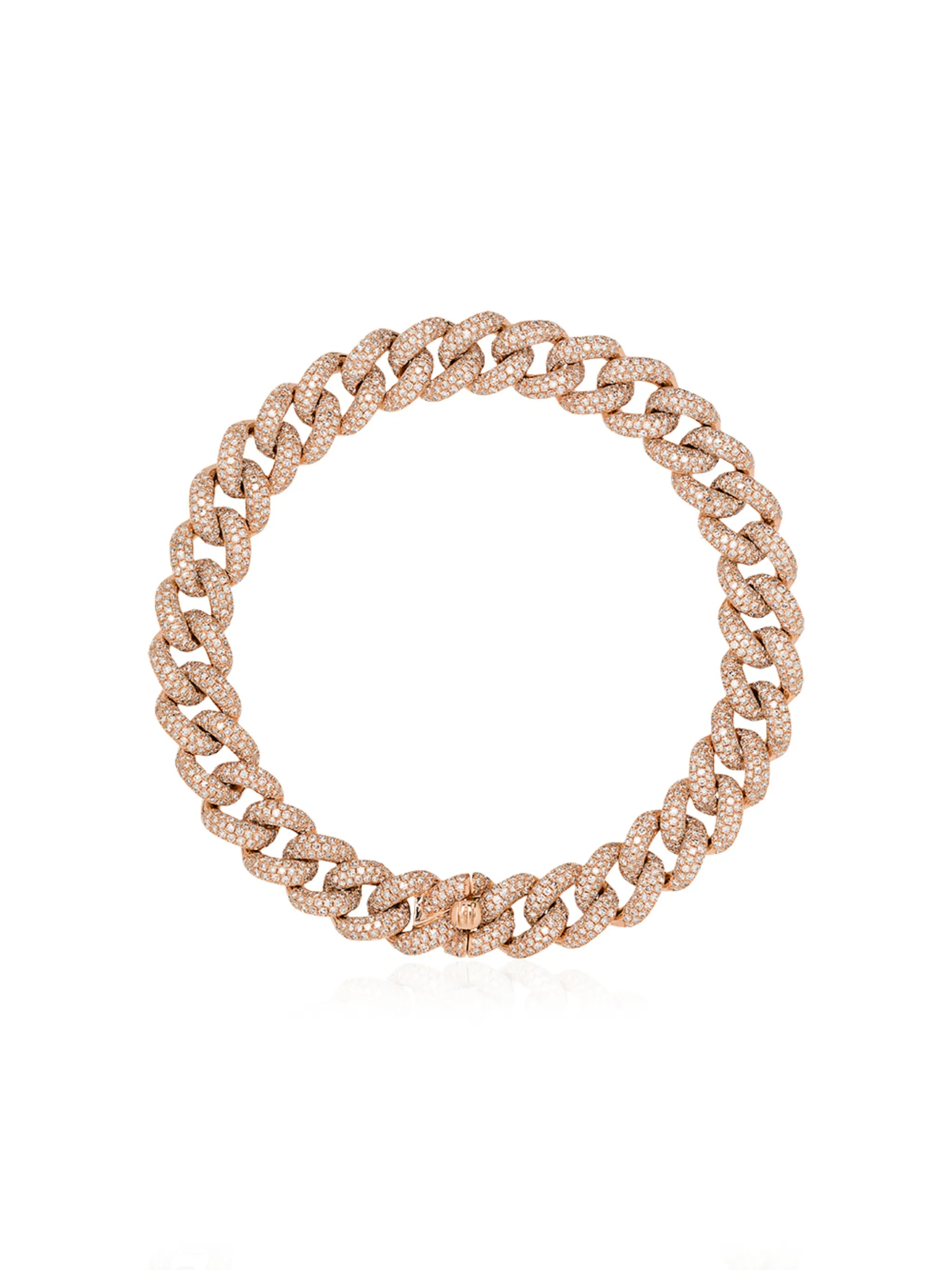 18K rose gold pavé diamond link bracelet