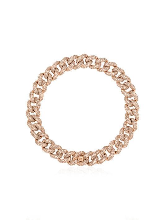 18K rose gold pavé diamond link bracelet