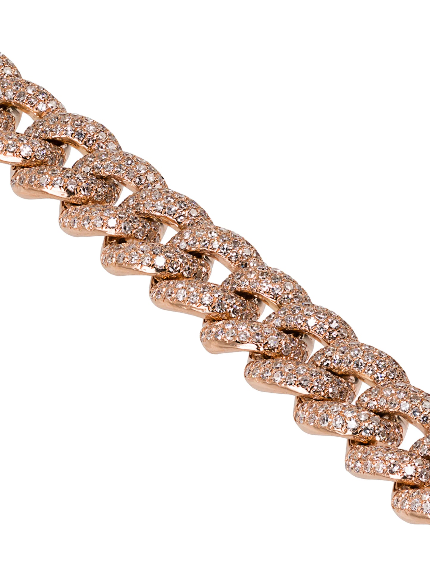 18K rose gold pavé diamond link bracelet