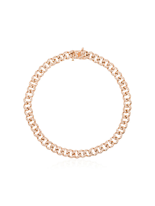18K rose gold and diamond mini 7 inch link bracelet