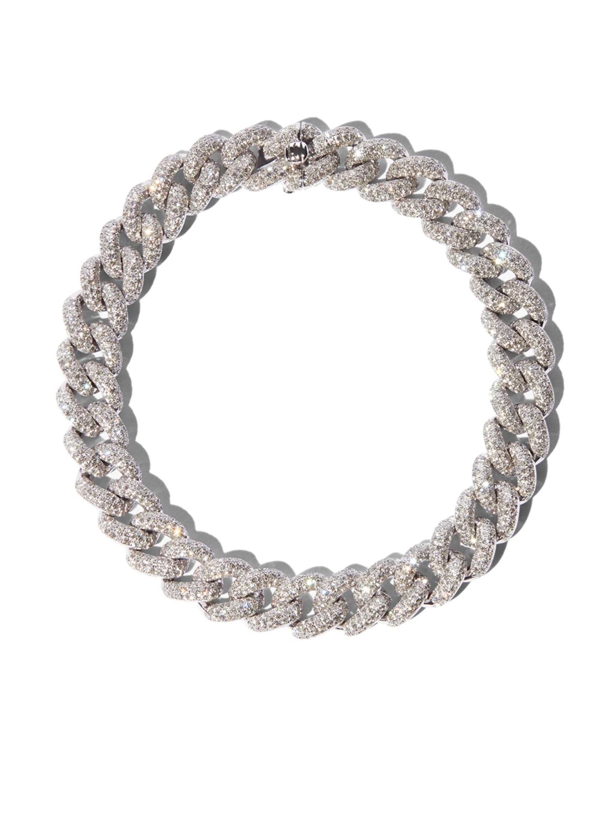 18K white gold 8 inch pavé diamond bracelet