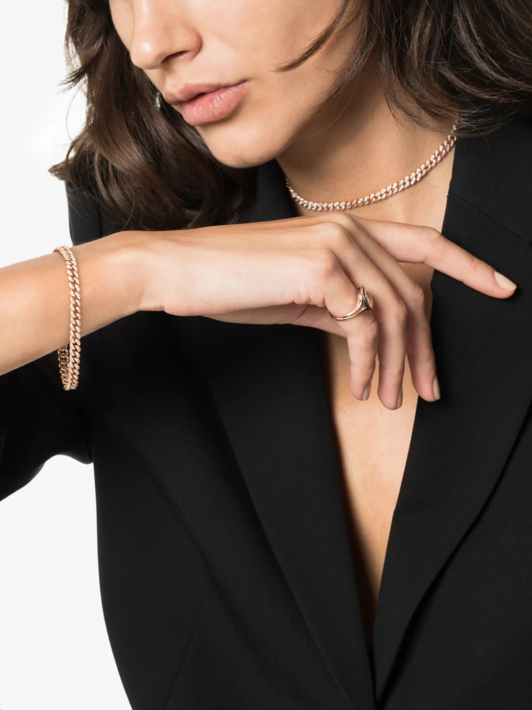 18K rose gold diamond-embellished 7.5 inch bracelet