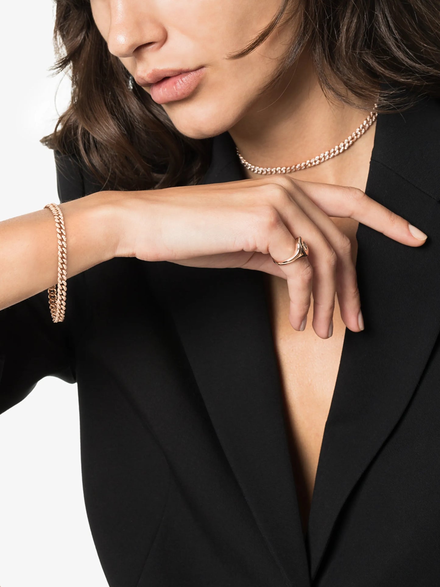 18K rose gold diamond-embellished 7.5 inch bracelet