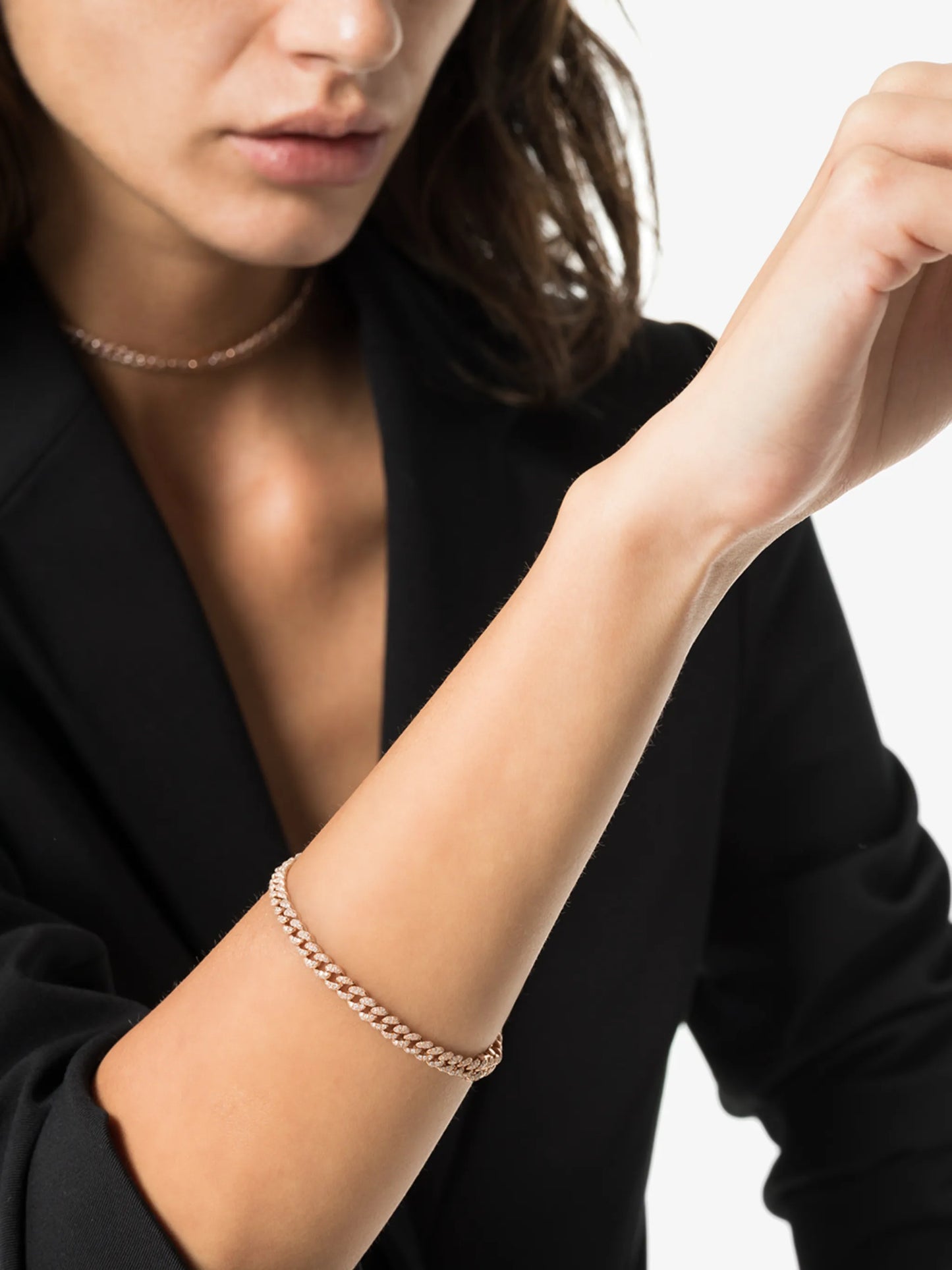 18K rose gold diamond-embellished 7.5 inch bracelet