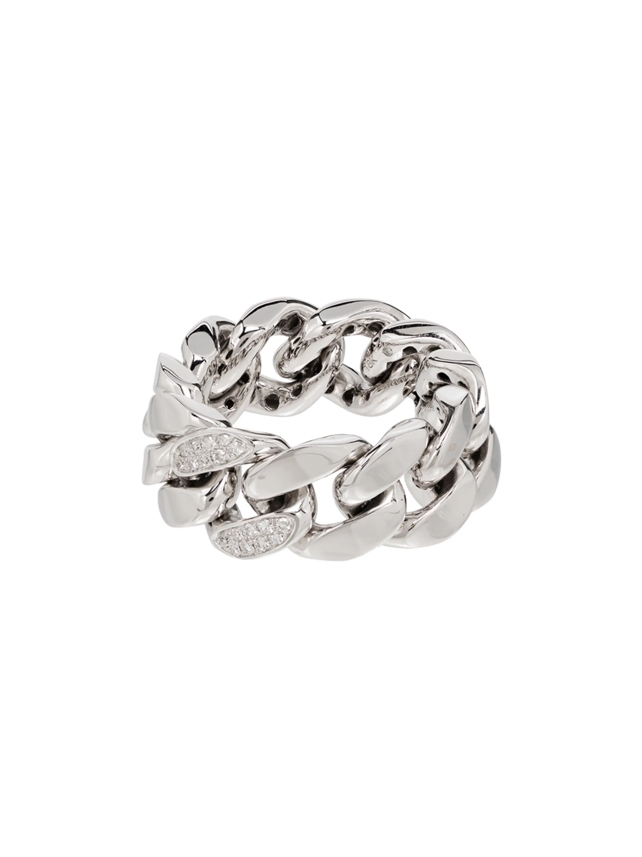 18K white gold pavé diamond link ring