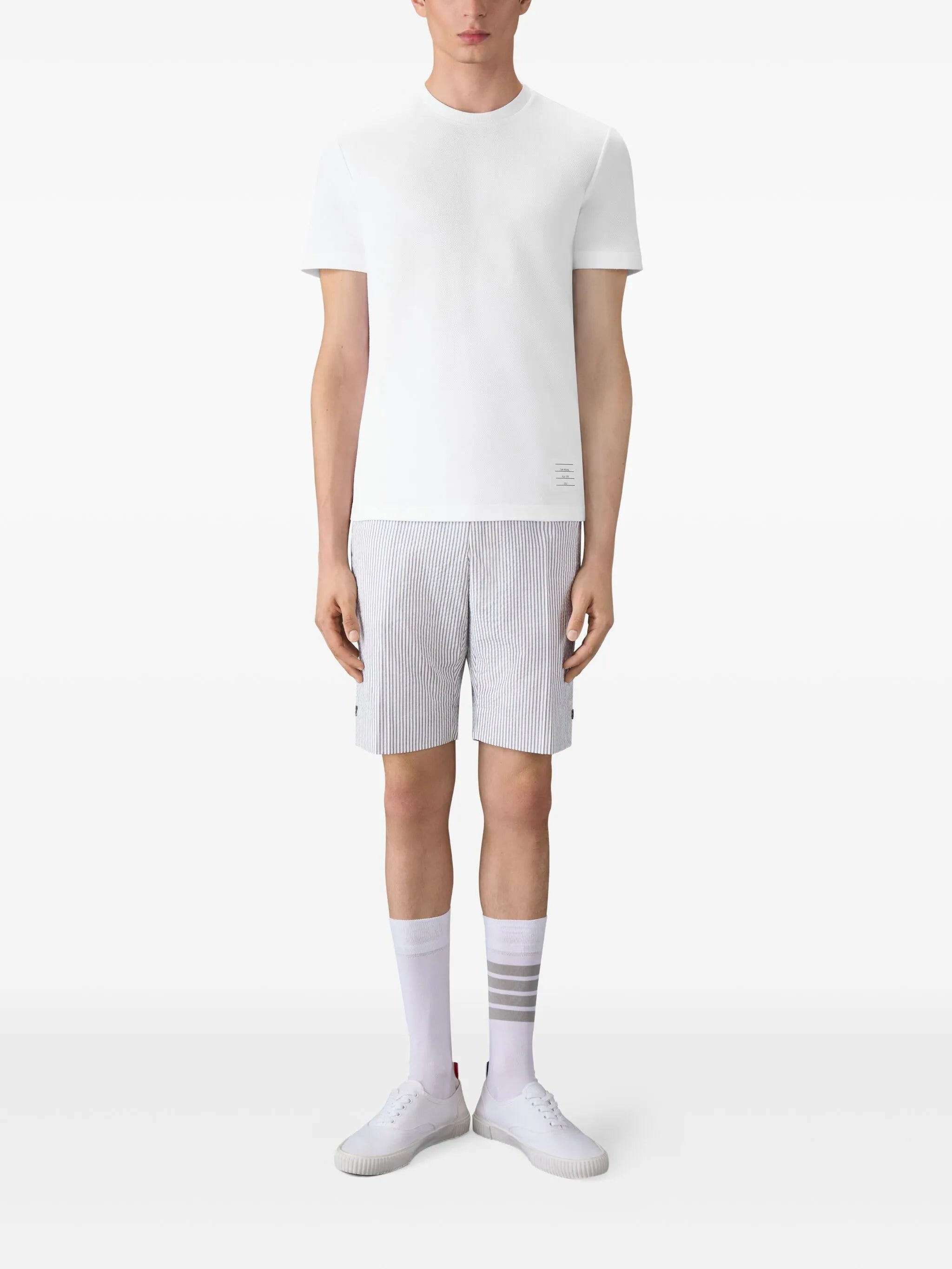 4-Bar stripe cotton T-shirt
