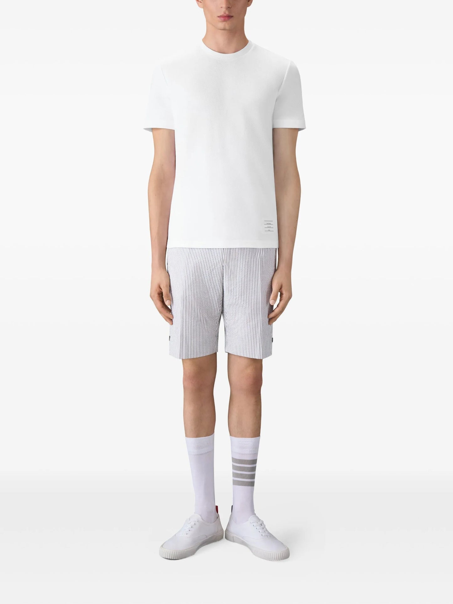 4-Bar stripe cotton T-shirt