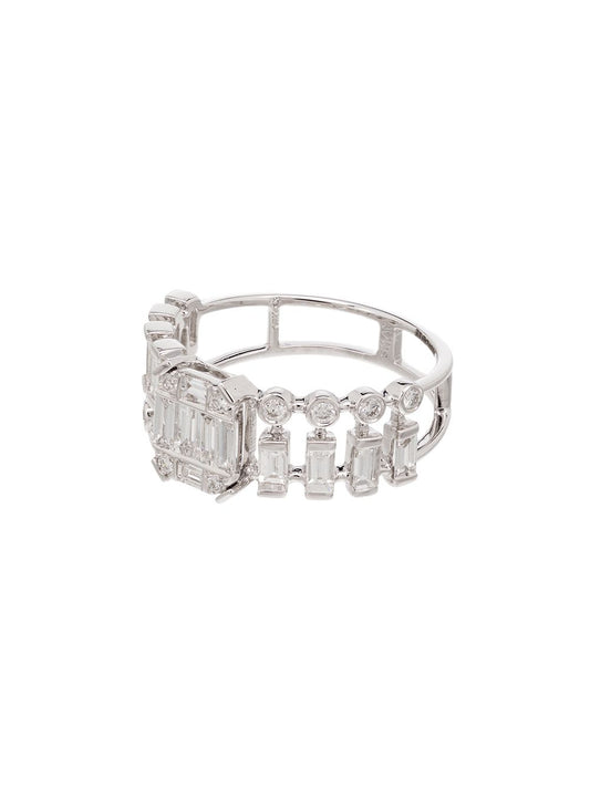 18K gold illusion dot dash diamond ring
