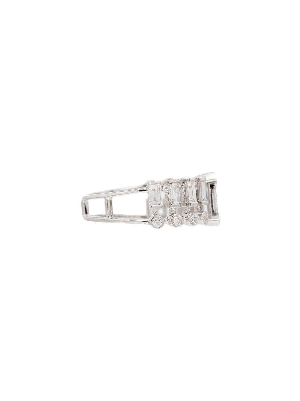 18K gold illusion dot dash diamond ring