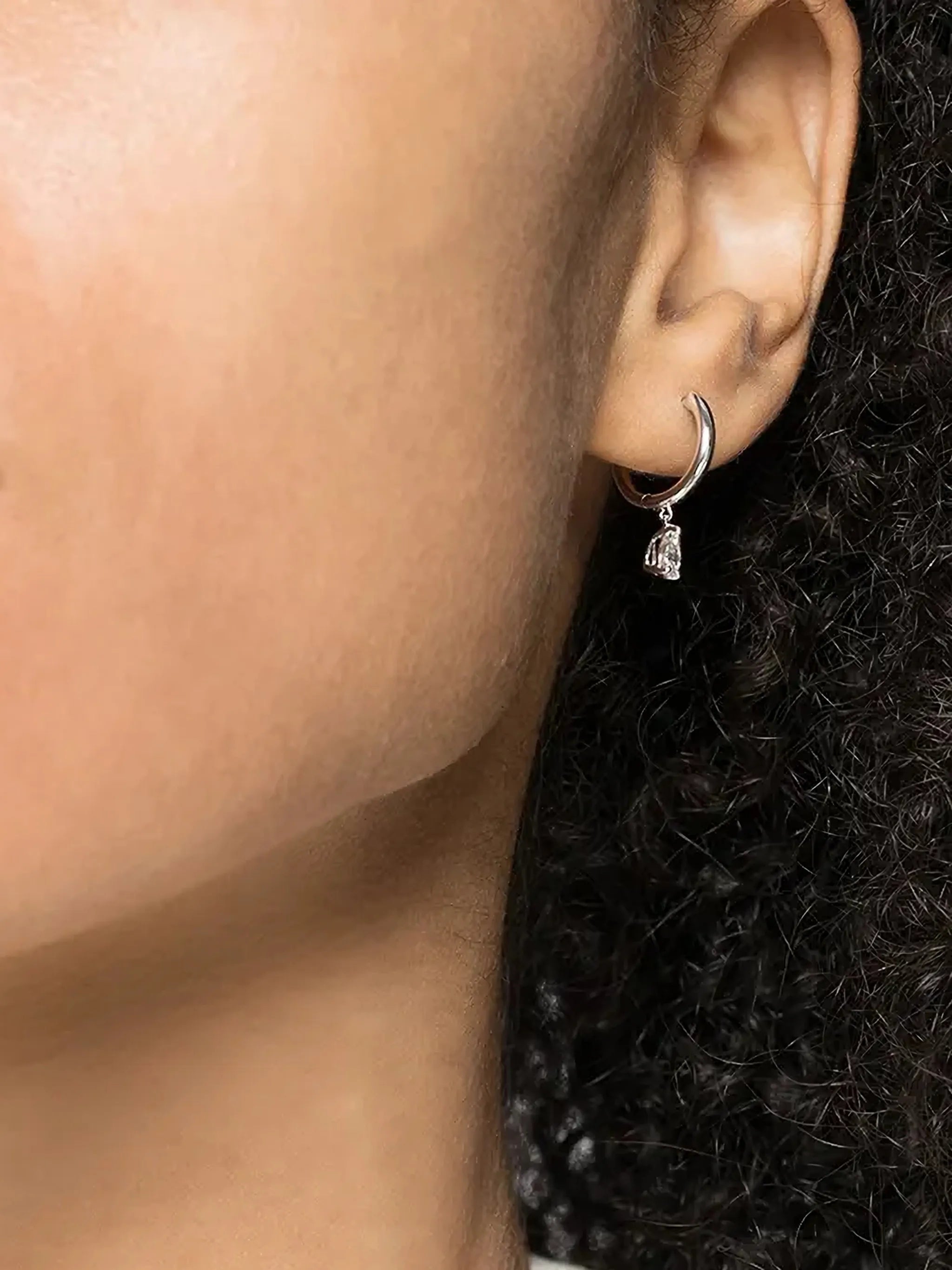 18kt gold  diamond hoop earring