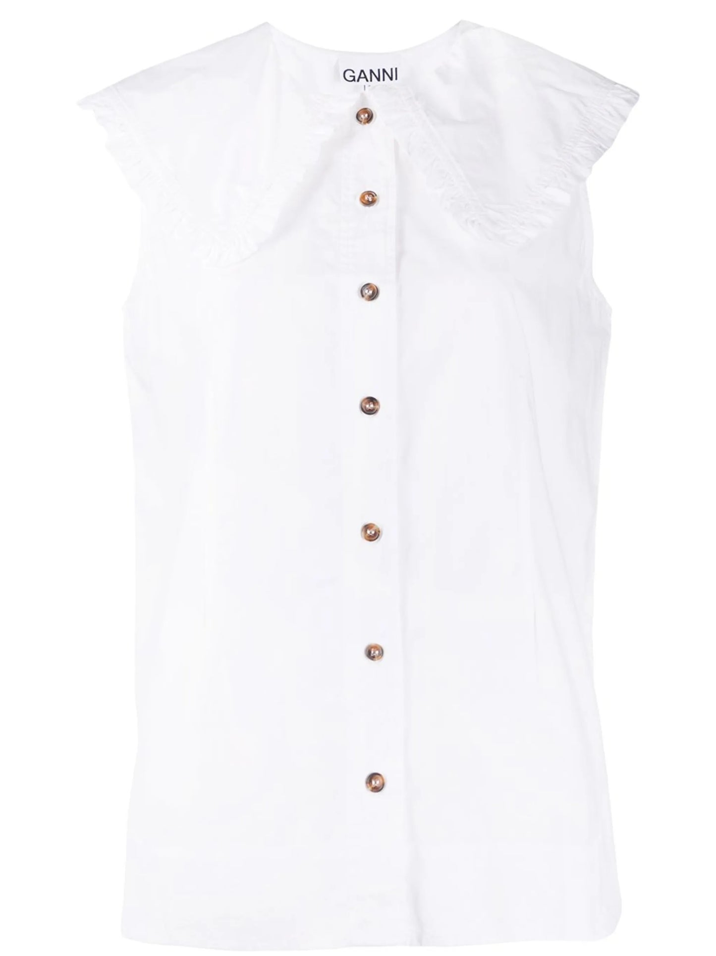 ruffled buttoned top