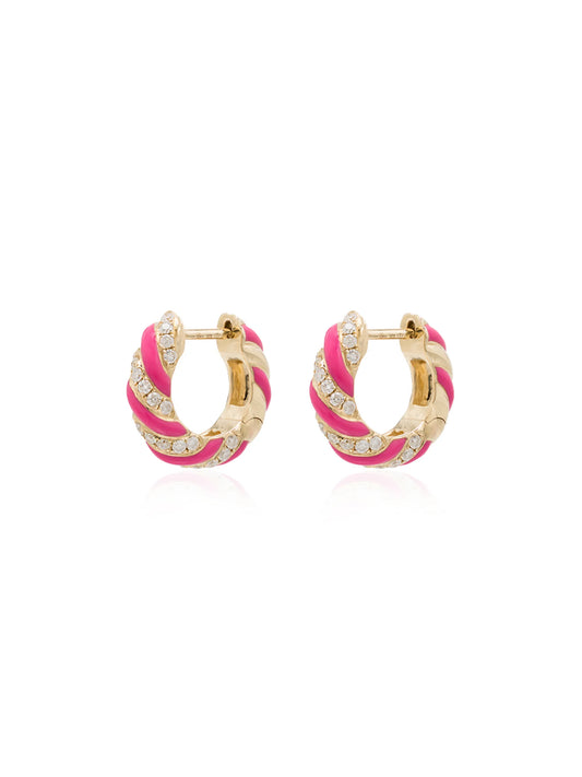 9kt yellow gold diamond hoop earrings