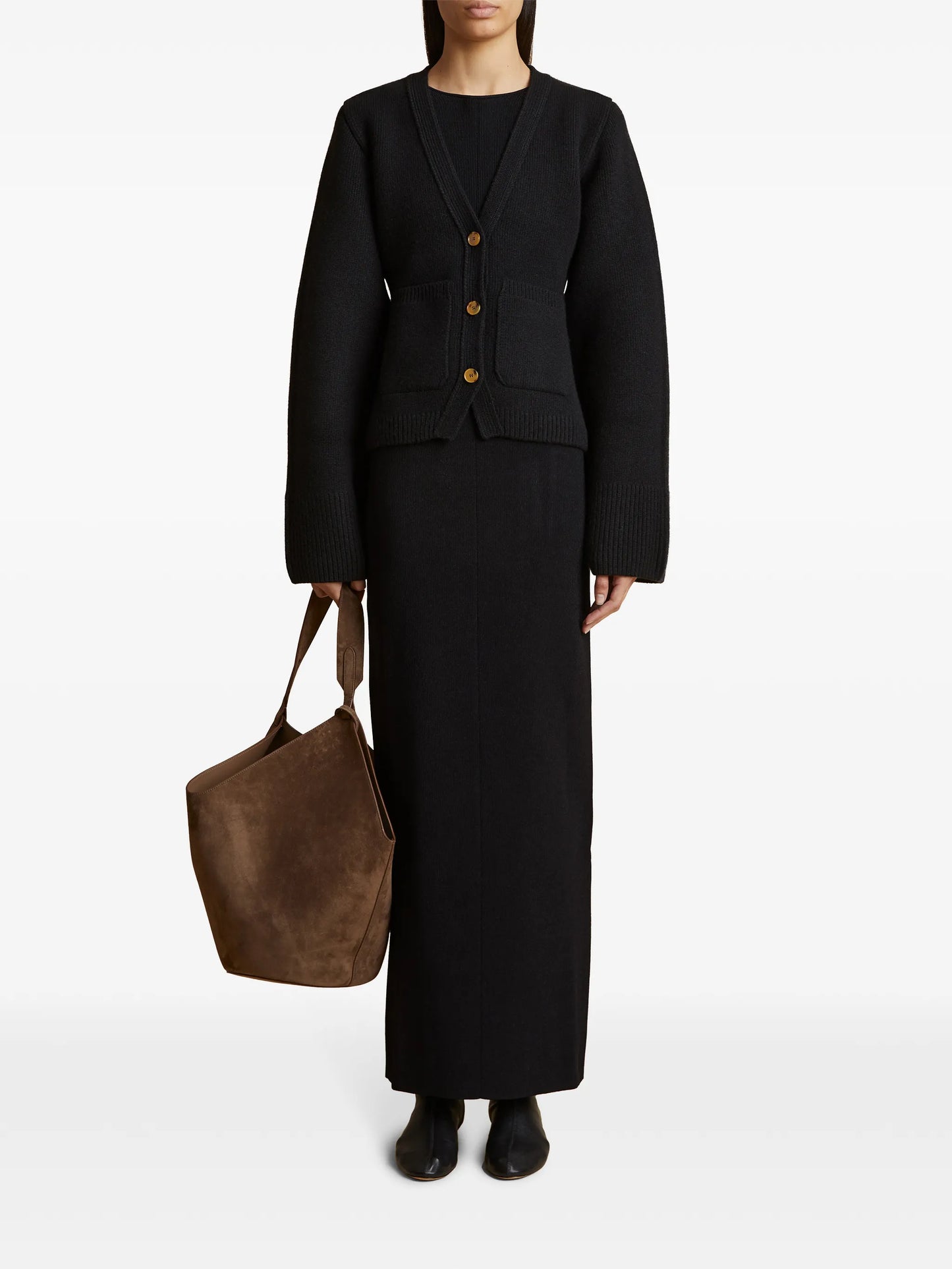 Scarlet flared-sleeve cashmere cardigan