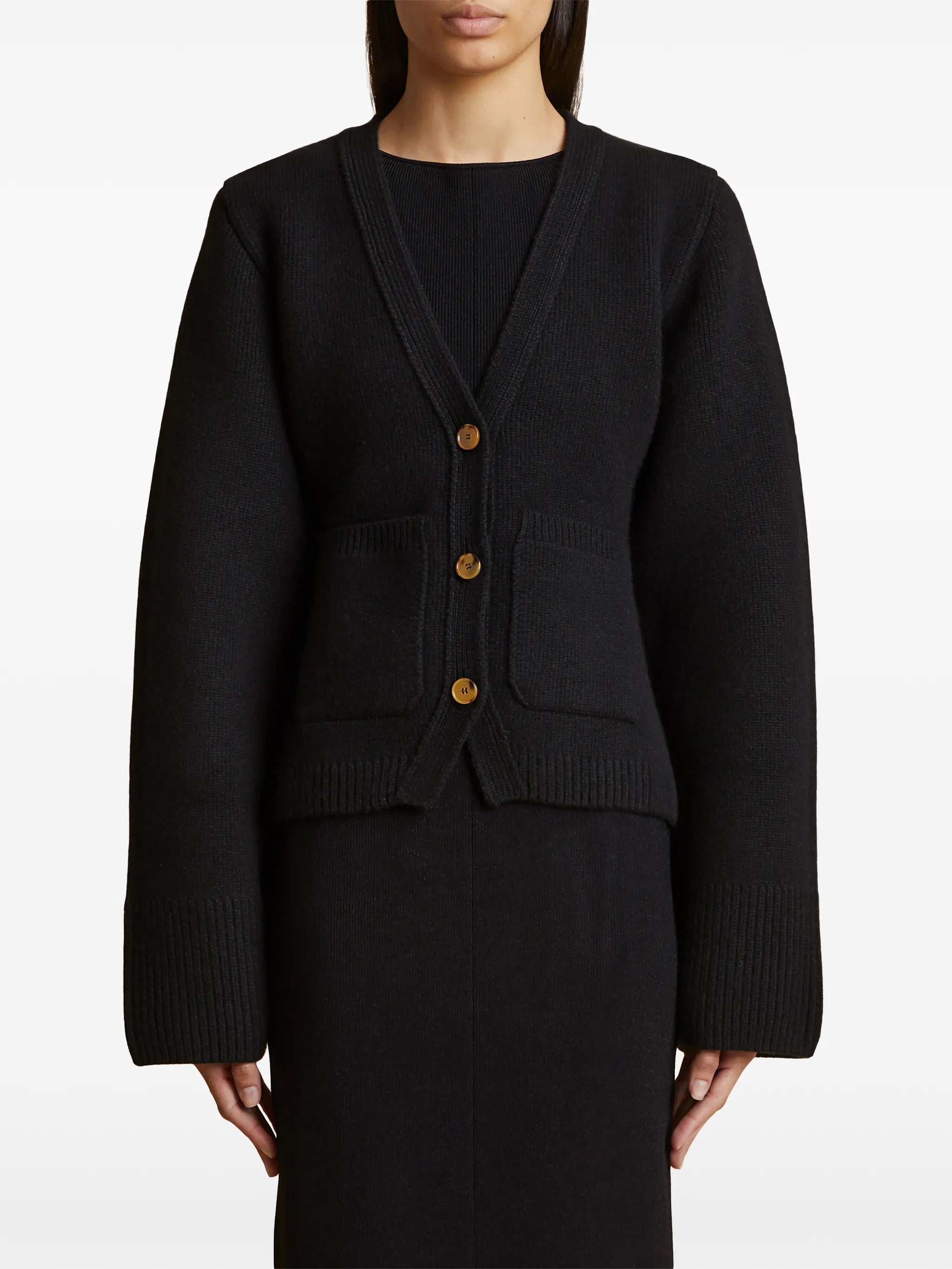 Scarlet flared-sleeve cashmere cardigan