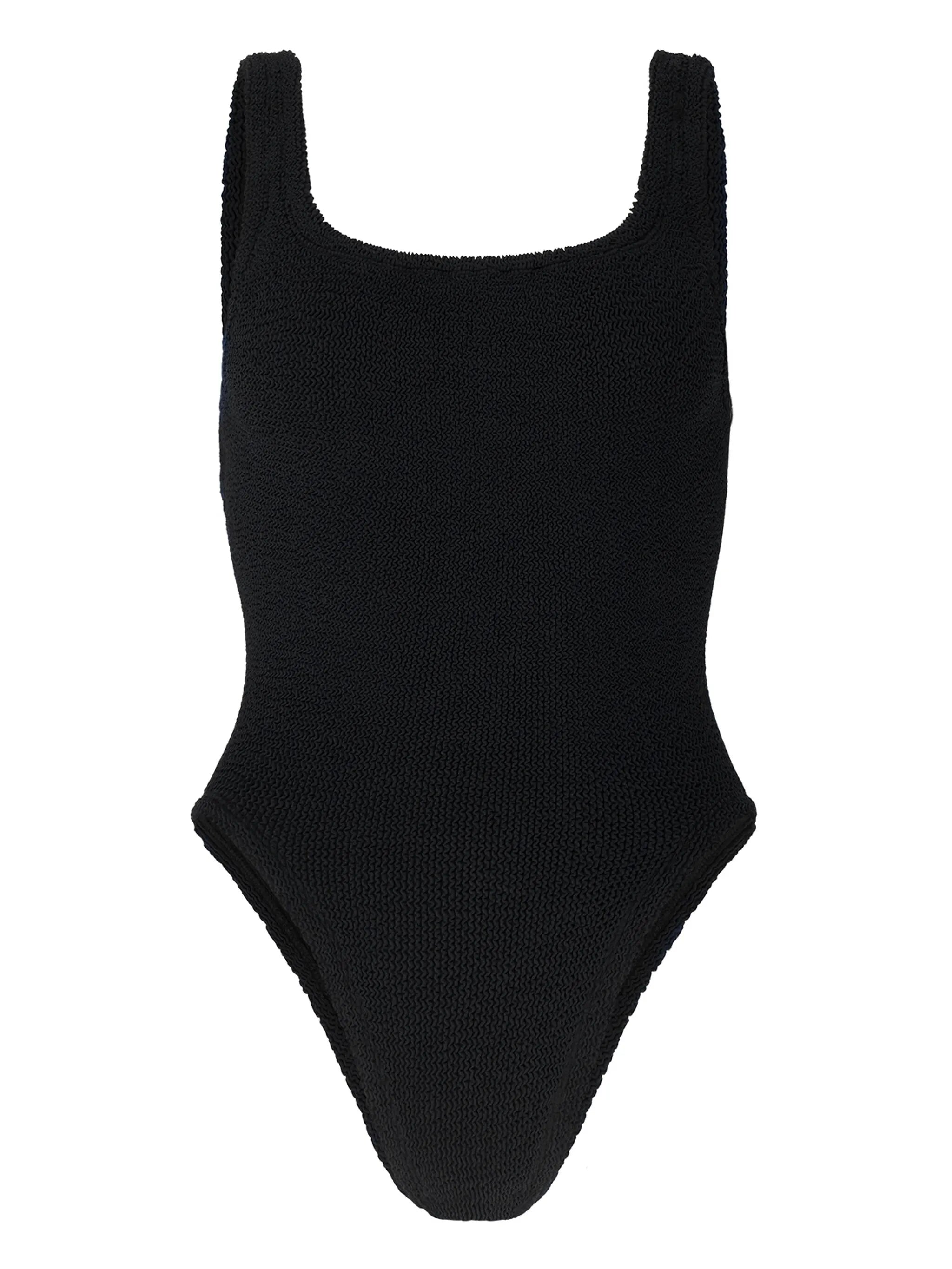 crinkle-effect square-neck swimsuit