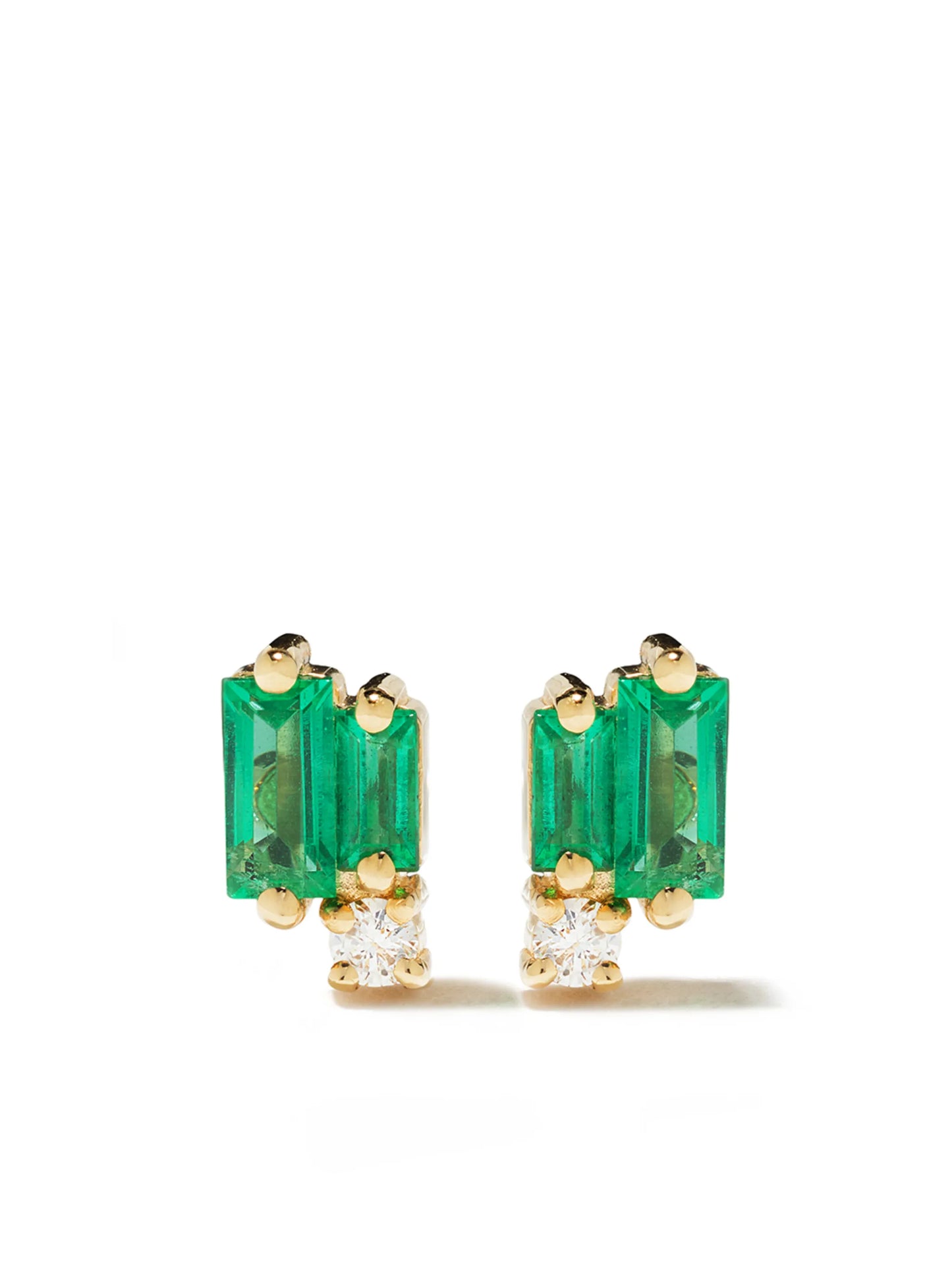 18kt yellow gold Fireworks emerald and diamond studs