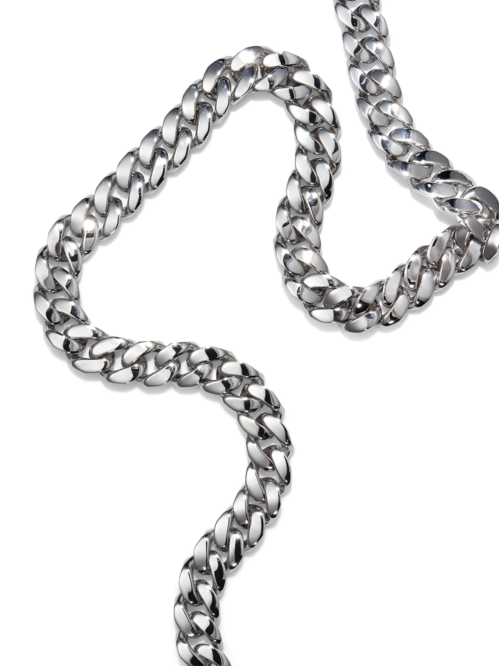 18K white gold flat link-chain necklace