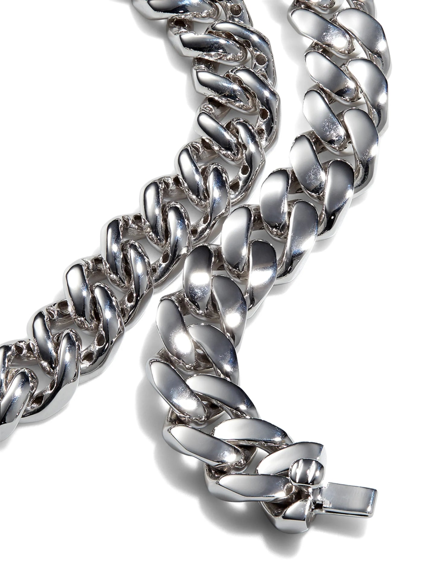 18K white gold flat link-chain necklace