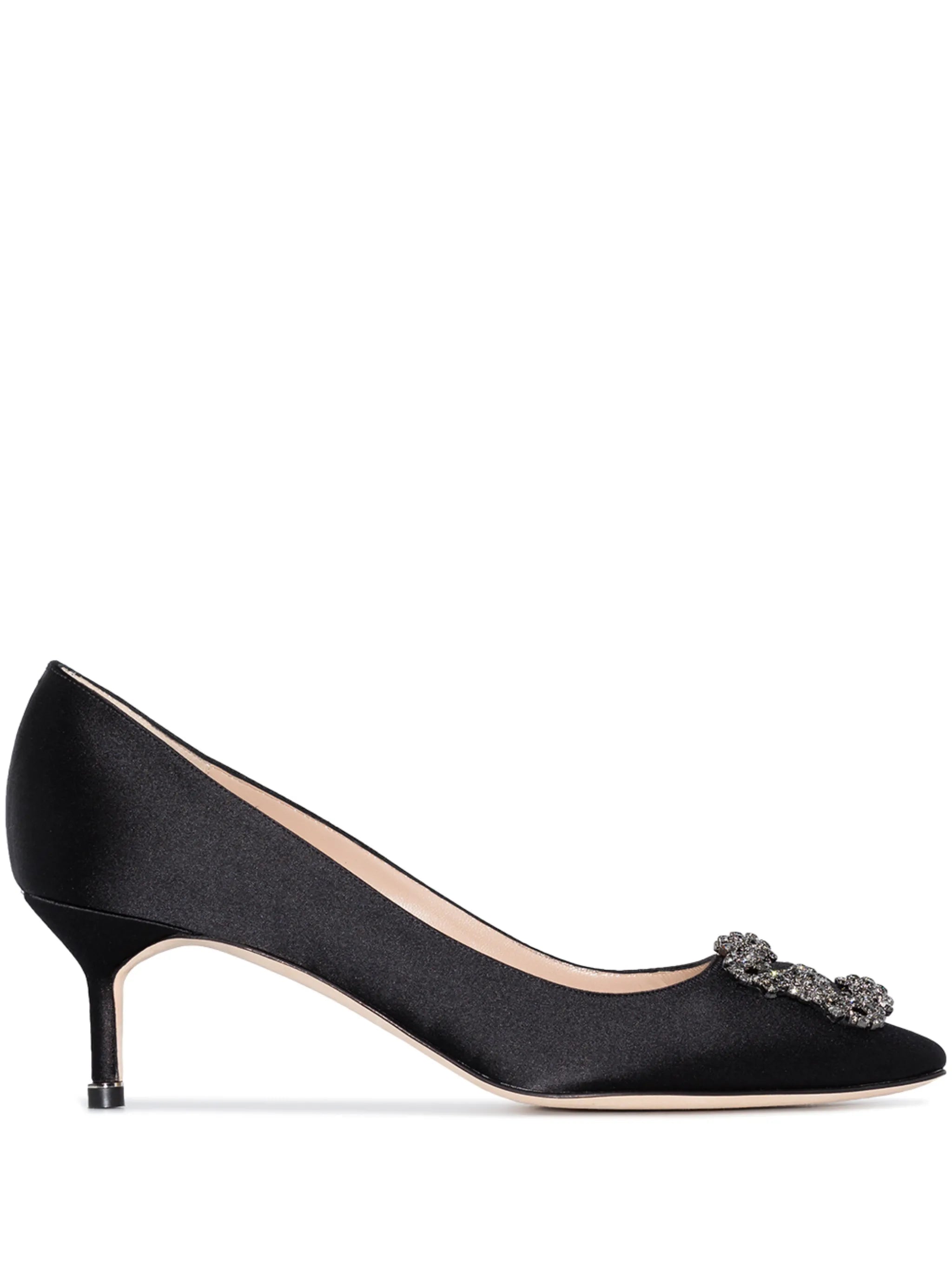 Hangisi crystal-buckle heeled pumps