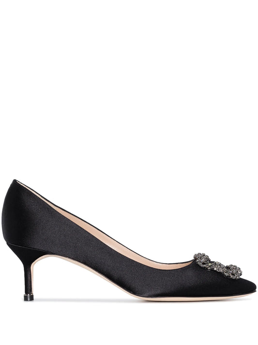 Hangisi crystal-buckle heeled pumps
