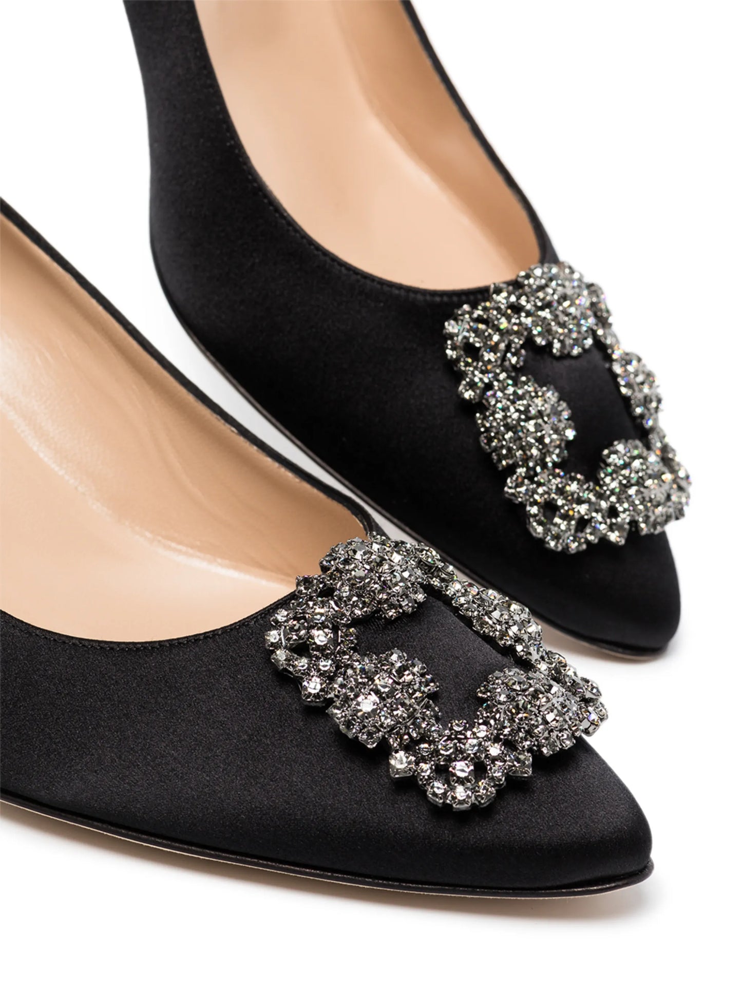 Hangisi crystal-buckle heeled pumps