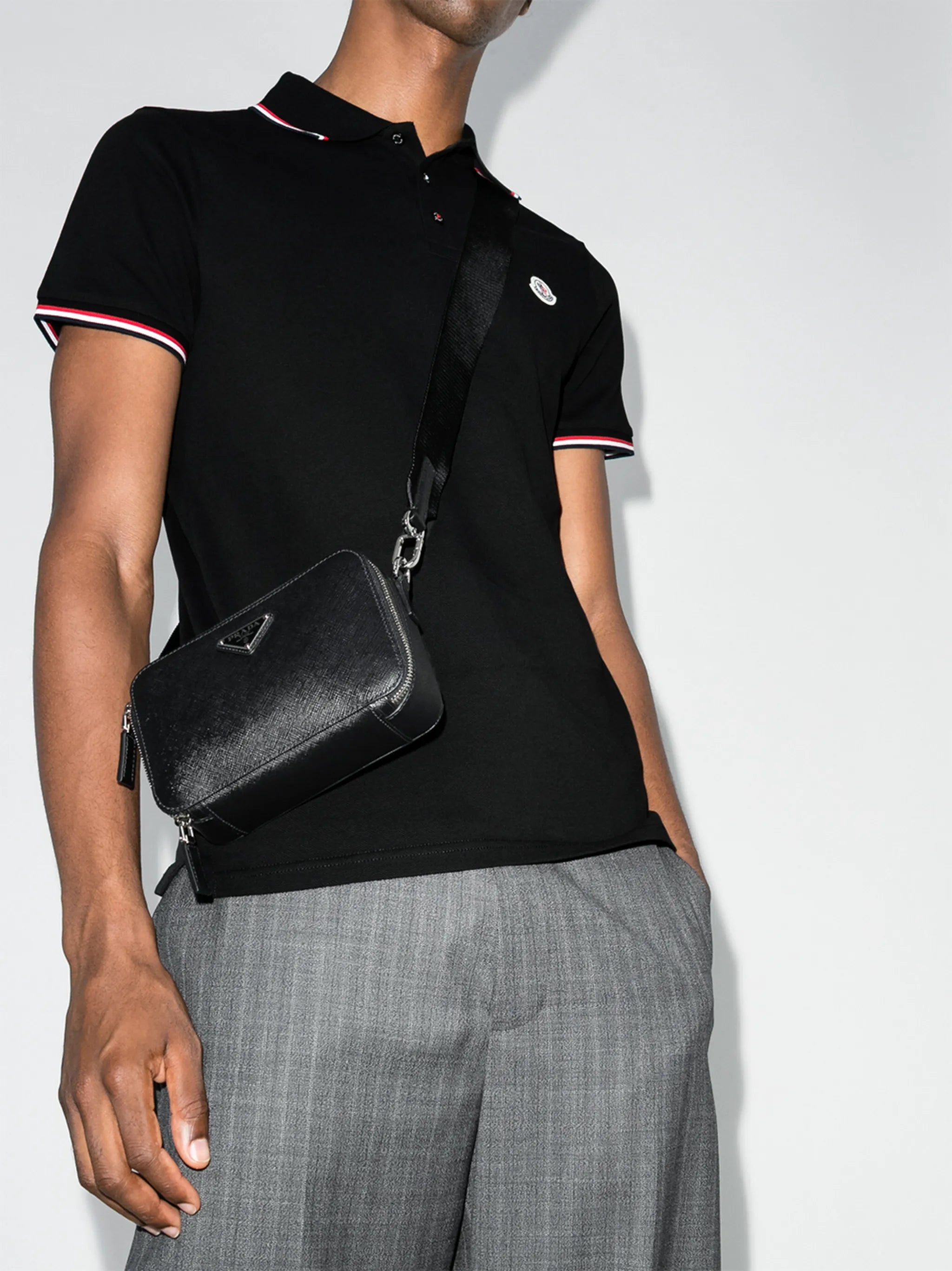 logo-patch striped-trim polo shirt